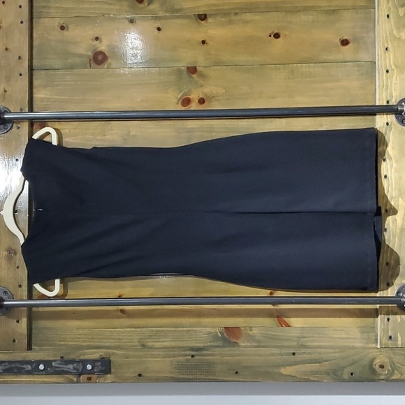 AMY MATTO NEW YORK BLACK DRESS COCKTAIL EVENING MIDI ESSENTIAL MINIMALIST - Picture 6 of 9